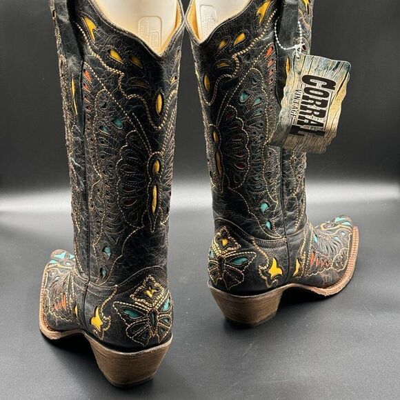 Corral Vintage Distressed Butterfly Rainbow Boots - Picture 5 of 11